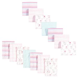 imageHudson Baby Unisex Baby Cotton Flannel Burp Cloths and Receiving Blankets 14Piece Narwhal One SizeLlama