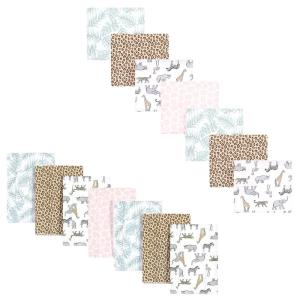 imageHudson Baby Unisex Baby Cotton Flannel Burp Cloths and Receiving Blankets 14Piece Narwhal One SizeModern Pink Safari