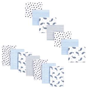 imageHudson Baby Unisex Baby Cotton Flannel Burp Cloths and Receiving Blankets 14Piece Narwhal One SizeNarwhal