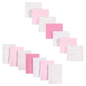 imageHudson Baby Unisex Baby Cotton Flannel Burp Cloths and Receiving Blankets 14Piece Narwhal One SizePink Peony