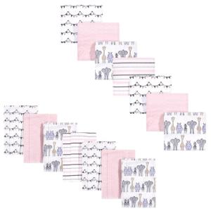 imageHudson Baby Unisex Baby Cotton Flannel Burp Cloths and Receiving Blankets 14Piece Narwhal One SizePink Safari