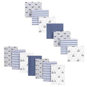 imageHudson Baby Unisex Baby Cotton Flannel Burp Cloths and Receiving Blankets 14Piece Narwhal One SizeSailboat