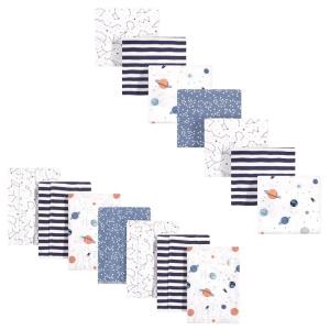 imageHudson Baby Unisex Baby Cotton Flannel Burp Cloths and Receiving Blankets 14Piece Narwhal One SizeSpace