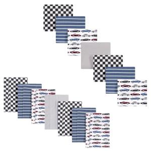 imageHudson Baby Unisex Baby Cotton Flannel Burp Cloths and Receiving Blankets 14Piece Narwhal One SizeVintage Cars