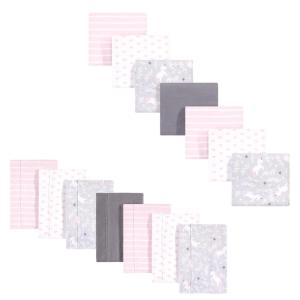 imageHudson Baby Unisex Baby Cotton Flannel Burp Cloths and Receiving Blankets 14Piece Narwhal One SizeWhimsical Unicorn