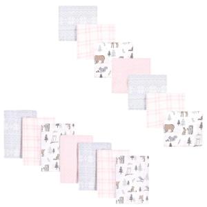 imageHudson Baby Unisex Baby Cotton Flannel Burp Cloths and Receiving Blankets 14Piece Narwhal One SizeWinter Forest