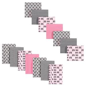 imageHudson Baby Unisex Baby Cotton Flannel Burp Cloths and Receiving Blankets 14Piece Narwhal One SizeXoxo