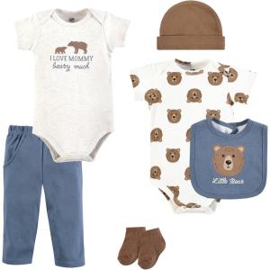 imageHudson Baby Unisex Baby Cotton Layette SetBlue Brown Little Bear