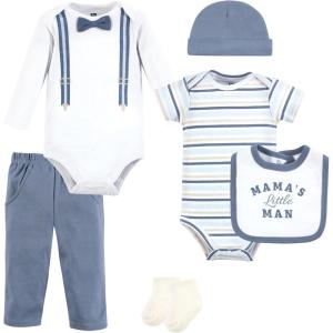 imageHudson Baby Unisex Baby Cotton Layette SetBlue Suspenders