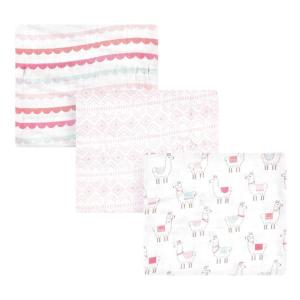imageHudson Baby Unisex Baby Cotton Muslin Swaddle Blankets Woodland 3PackPink Llama