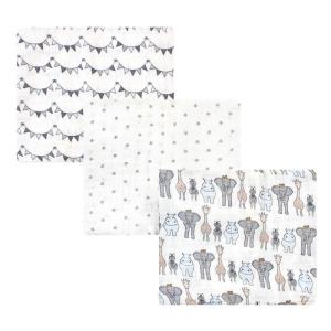 imageHudson Baby Unisex Baby Cotton Muslin Swaddle Blankets Woodland 3PackRoyal Safari