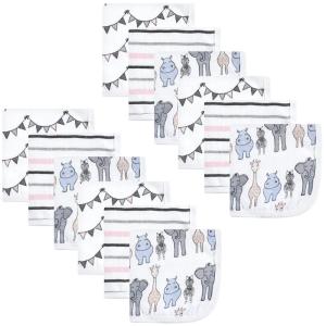 imageHudson Baby Unisex Baby Cotton Muslin Washcloths Woodland One SizePink Safari