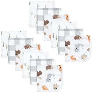 imageHudson Baby Unisex Baby Cotton Muslin Washcloths Woodland One SizeWoodland