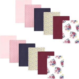 imageHudson Baby Unisex Baby Flannel Burp Cloth 12pk Fun Desert One SizeBlush Navy Floral