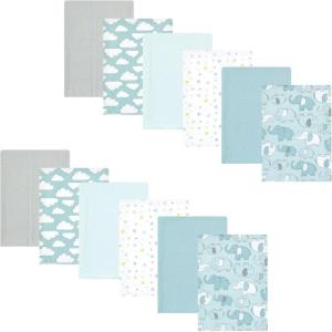 imageHudson Baby Unisex Baby Flannel Burp Cloth 12pk Fun Desert One SizeBoy New Elephant