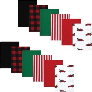 imageHudson Baby Unisex Baby Flannel Burp Cloth 12pk Fun Desert One SizeChristmas Tree Truck