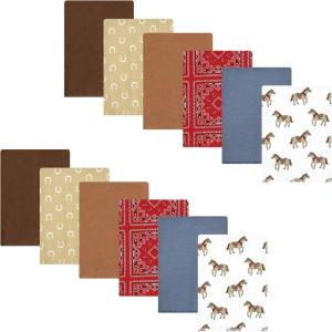 imageHudson Baby Unisex Baby Flannel Burp Cloth 12pk Fun Desert One SizeCowboy