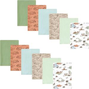 imageHudson Baby Unisex Baby Flannel Burp Cloth 12pk Fun Desert One SizeDinosaur Adventures