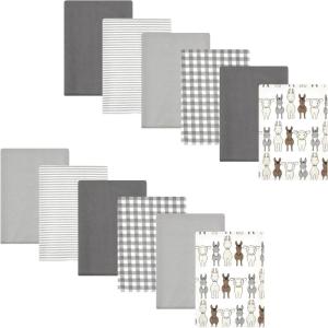 imageHudson Baby Unisex Baby Flannel Burp Cloth 12pk Fun Desert One SizeFarm Friends Cream