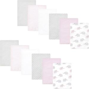 imageHudson Baby Unisex Baby Flannel Burp Cloth 12pk Fun Desert One SizeLilac Elephants