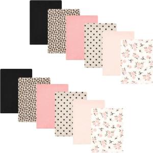 imageHudson Baby Unisex Baby Flannel Burp Cloth 12pk Fun Desert One SizeNeutral Pink Floral