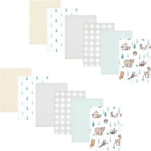 imageHudson Baby Unisex Baby Flannel Burp Cloth 12pk Fun Desert One SizeNeutral Woodland Pals