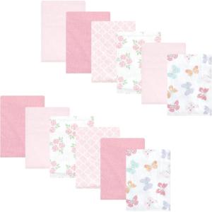 imageHudson Baby Unisex Baby Flannel Burp Cloth 12pk Fun Desert One SizePastel Butterfly