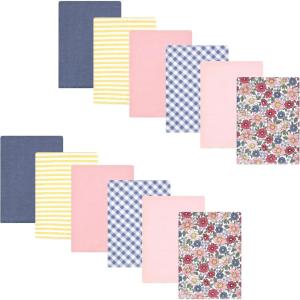 imageHudson Baby Unisex Baby Flannel Burp Cloth 12pk Fun Desert One SizePink Blue Pretty Floral