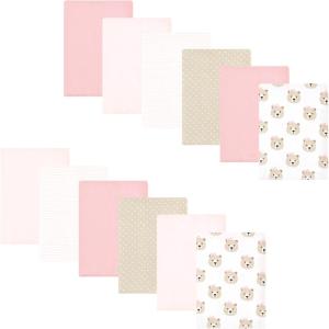 imageHudson Baby Unisex Baby Flannel Burp Cloth 12pk Fun Desert One SizePink Taupe Bear