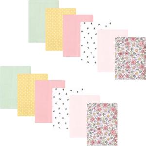 imageHudson Baby Unisex Baby Flannel Burp Cloth 12pk Fun Desert One SizePink Yellow Pretty Floral