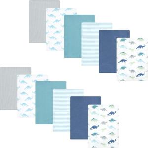 imageHudson Baby Unisex Baby Flannel Burp Cloth 12pk Fun Desert One SizeSoft Teal Dino