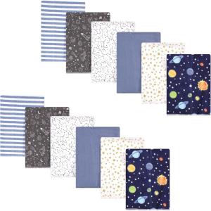 imageHudson Baby Unisex Baby Flannel Burp Cloth 12pk Fun Desert One SizeSolar System