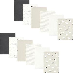 imageHudson Baby Unisex Baby Flannel Burp Cloth 12pk Fun Desert One SizeTaupe Sheep