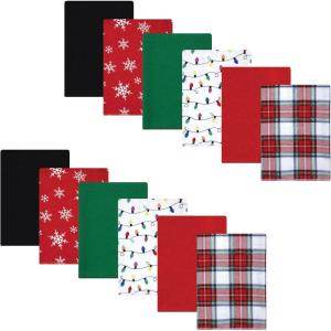 imageHudson Baby Unisex Baby Flannel Burp Cloth 12pk Fun Desert One SizeWhite Tartan