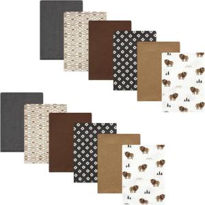 imageHudson Baby Unisex Baby Flannel Burp Cloth 12pk Fun Desert One SizeWild Buffalo