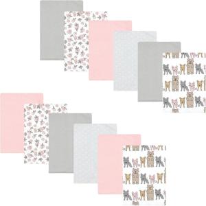 imageHudson Baby Unisex Baby Flannel Burp Cloth 12pk Fun Desert One SizeWild Forest Pink
