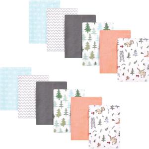 imageHudson Baby Unisex Baby Flannel Burp Cloth 12pk Fun Desert One SizeWoodland Friends