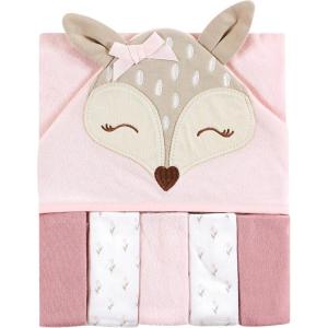 imageHudson Baby Unisex Baby Hooded Towel and Five Washcloths Modern Giraffe One SizeFawn