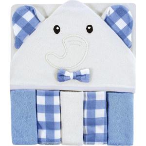 imageHudson Baby Unisex Baby Hooded Towel and Five Washcloths Modern Giraffe One SizeGingham Elephant
