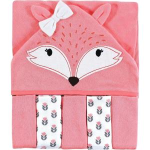 imageHudson Baby Unisex Baby Hooded Towel and Five Washcloths Modern Giraffe One SizeGirl Fox