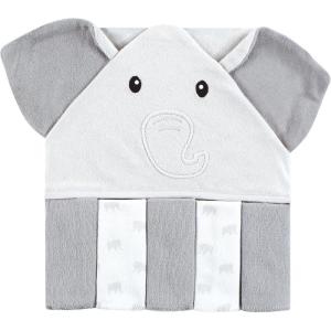 imageHudson Baby Unisex Baby Hooded Towel and Five Washcloths Modern Giraffe One SizeGray Elephant