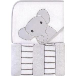 imageHudson Baby Unisex Baby Hooded Towel and Five Washcloths Modern Giraffe One SizeModern Elephant