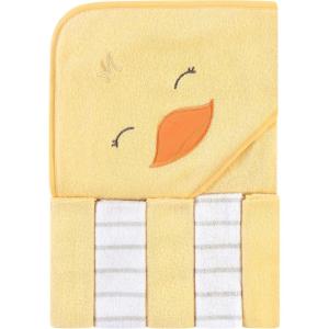 imageHudson Baby Unisex Baby Hooded Towel and Five Washcloths Modern Giraffe One SizeYellow Duck