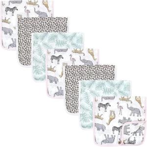 imageHudson Baby Unisex Baby Muslin Burp Cloth 7pk Forest Animals One SizeModern Pink Safari