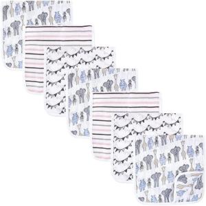 imageHudson Baby Unisex Baby Muslin Burp Cloth 7pk Forest Animals One SizePink Safari