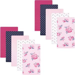 imageHudson Baby Unisex Baby Quilted Burp Cloths Space One SizePink Navy Floral