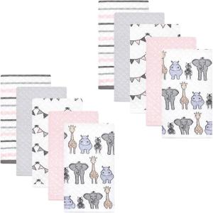 imageHudson Baby Unisex Baby Quilted Burp Cloths Space One SizePink Safari