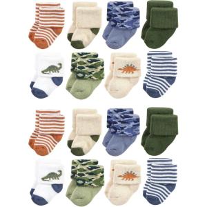 imageHudson Baby Unisex Cotton Rich Baby Terry Socks 16PackDinosaur Explorer