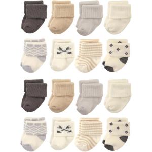imageHudson Baby Unisex Cotton Rich Baby Terry Socks 16PackGray Cream Solid