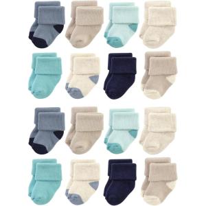 imageHudson Baby Unisex Cotton Rich Baby Terry Socks 16PackNavy Taupe